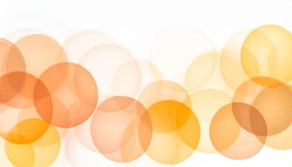 Warm orange and yellow bokeh lights on white background, abstract blurred circles for festive, celebration, or decorative designs, soft focus light effect.