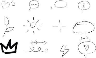 Hand Drawn Doodle Social Media, Emotion, and Aesthetic Icons Set - Sketch Style