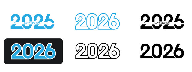 Happy New Year 2026 Typography Collection