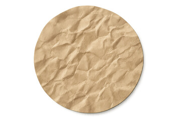 Circular old paper label showing textured surface. Empty vintage banner for messaging, branding, or decorative element