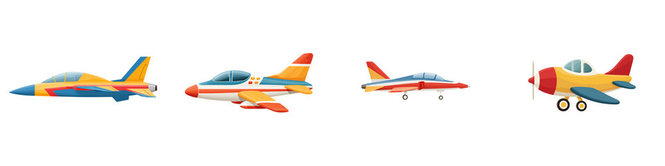 Cartoon Airplane Collection: Toy Planes on White Background