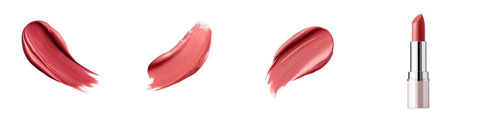 Lipstick Swatch and Tube: Beauty Product Mockup on White Background