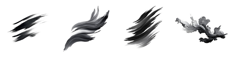 Black Ink Brush Strokes: Abstract Paint Splashes, Texture Backgrounds