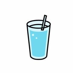 Refreshing Glass of Water with Straw Illustration Vector