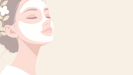 花飾りをつけた女性が美容パックをしている横顔