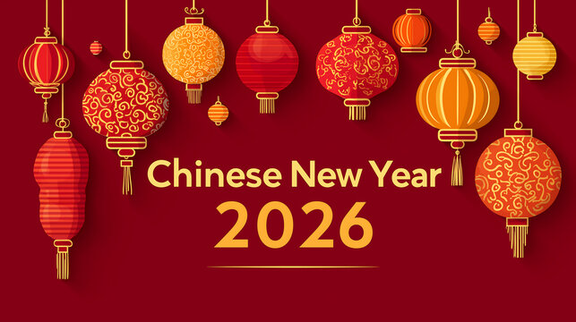 Chinese new year festival lanterns decoration background template 2026
