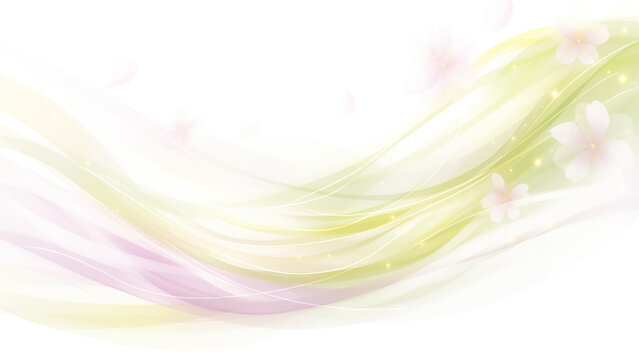 舞い散る桜と緑色の優しい春風のイメージ