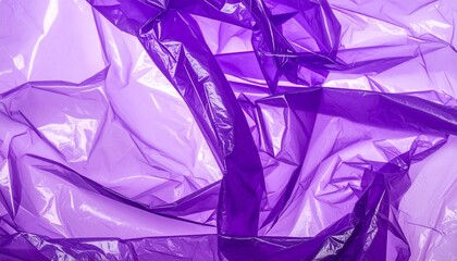 Wrinkled Purple Plastic Bag Texture Background with Folds and Creases