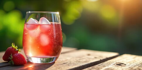 Sun-Drenched Ros? Chilled glass of pale pink Bordeaux ros? wine with condensation, sitting on a rustic wooden table outdoors. Perfect summer refreshment, stylish and elegant.