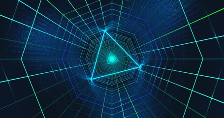 Seamless tunnel video loop with neon green and blue lights creating a captivating visual experience - Powered by Adobe