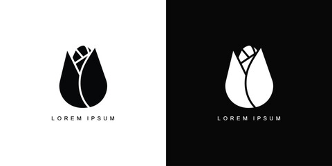 Minimalist tulip flower bud logo icon design. Abstract floral vector symbol for beauty and nature brand
