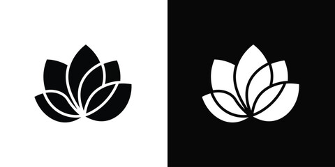Lotus Flower Symbol in Black and White Minimalist Floral Design