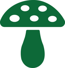 Green Mushroom Icon with White Spots on White Background , mushroom, fungi, toadstool, nature