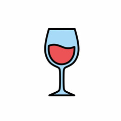 Elegant Wine Glass Icon for Menu or Bar Design, Red Wine