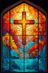 colorful and vivid stained-glass window