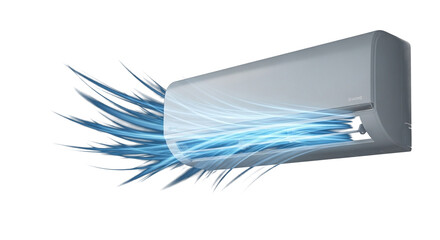 airflow wind wave with soft blue motion lines for air conditioner or fresh breeze concept  clean PNG