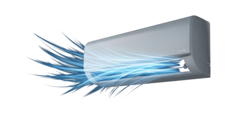 airflow wind wave with soft blue motion lines for air conditioner or fresh breeze concept  clean PNG