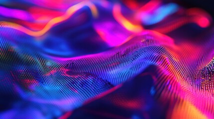 Colorful Waveform Grid Pattern Abstract Design With Bright Light Effect
