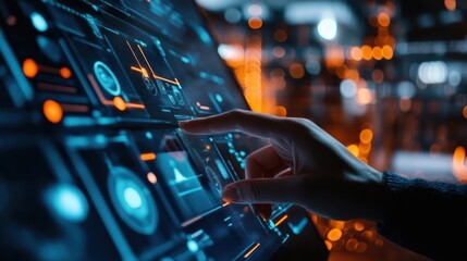 Interactive technology interface with hand gesturing on touchscreen display