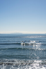 The warm sunlight shines down on the Japanese coast even in the middle of winter.