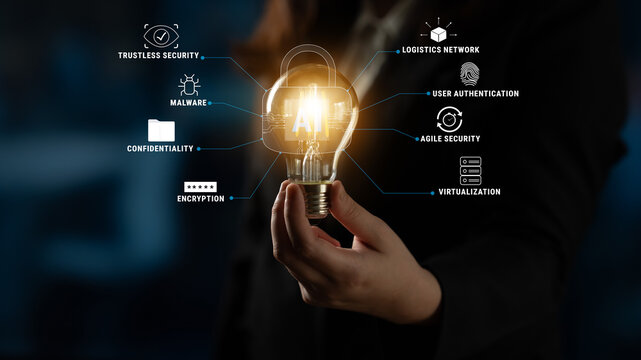 The role of AI in cybersecurity for advanced threat protection and data security. Using AI for malware detection, encryption, and user authentication. Motif