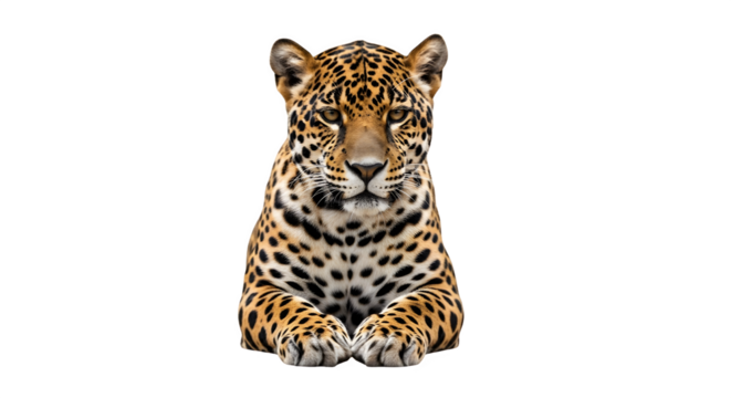 Majestic jaguar poses with intense focus showcasing its striking spotted coat.
