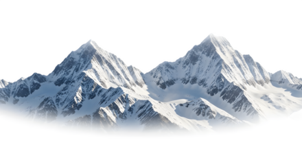 Majestic snowcapped mountains stand tall showcasing natures grandeur and serene beauty.