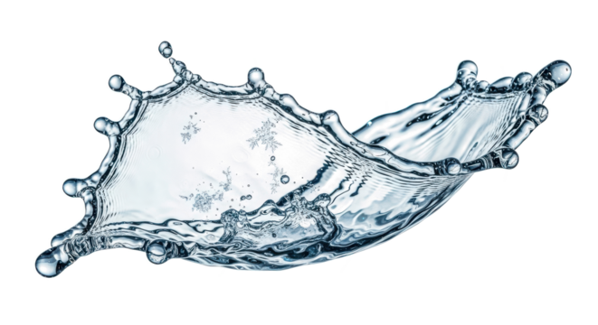 Blue water splash a dramatic splash of water frozen in motion, isolated on transparent background