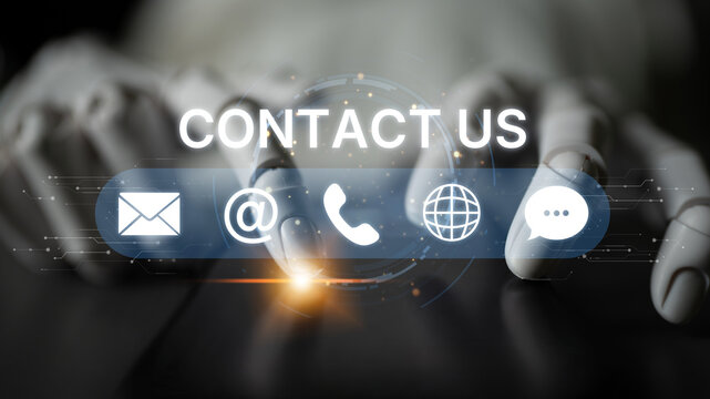 AI supports customer contact with smart UI icons for email, chat, phone, and message to streamline communication and enhance customer support interaction. Artificial intelligence spline