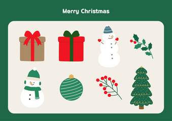 Collection of cute Christmas objects.