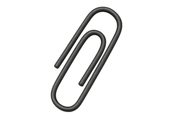 Obraz premium Black paper clip isolated on transparent background, fastening documents, organizing office supplies, business efficiency