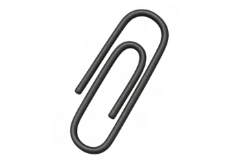 Black paper clip isolated on transparent background, fastening documents, organizing office supplies, business efficiency