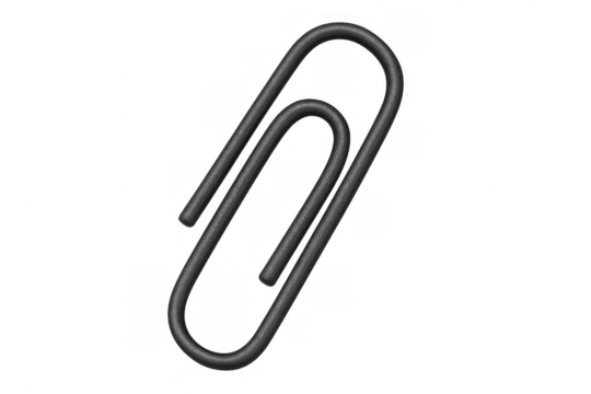 Black paper clip isolated on transparent background, fastening documents, organizing office supplies, business efficiency