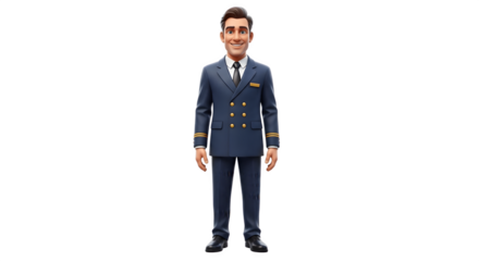 Pilot in uniform standing confidently ready for flight professional appearance.