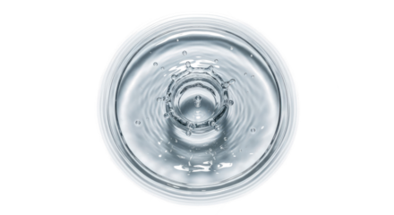 Blue water splash a topdown view of a water splash crown in a circular pool, isolated on transparent background