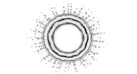 Blue water splash abstract circular water splash isolated on transparent background