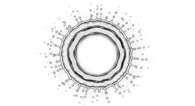 Blue water splash abstract circular water splash isolated on transparent background