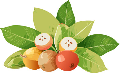 A Colorful Botanical Representation of Carissa Carandas, Inspiring Awareness about Antioxidant-Rich Foods and the Role of Wild Edibles in Enhancing Nutritional Security.