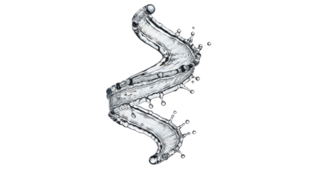 Blue water splash a twisting spiral of water splashing, isolated on transparent background