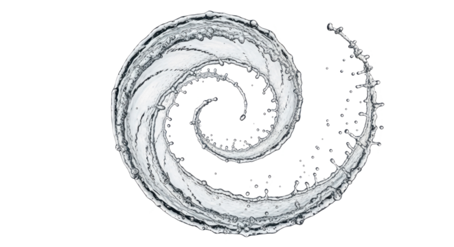 Blue water splash a dynamic spiral of clear water splashing and swirling, isolated on transparent background