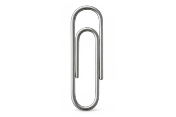 Silver paper clip fastening documents, connecting ideas, a common office supply, isolated on transparent background