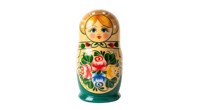Traditional Russian Matryoshka Doll with Floral Design.