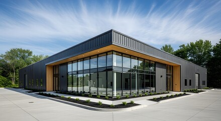 Obraz premium Contemporary Architecture Modern Commercial Building with Reflective Glass Facade