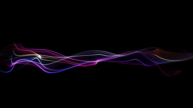 Neon Flow: Fluid Particle Wave Visualization Background. 4K video transparent Alpha Channel. ProRes 4444.