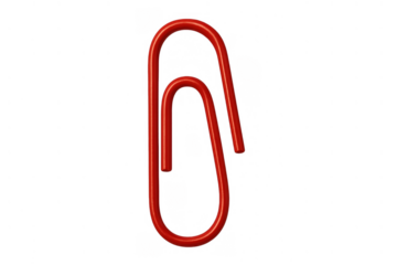 Red paper clip securing important documents, symbolizing organization, office supplies, and business efficiency