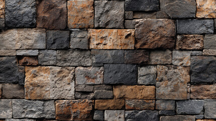 Fototapeta premium Textured seamless pattern of natural stone bricks in earthy tones