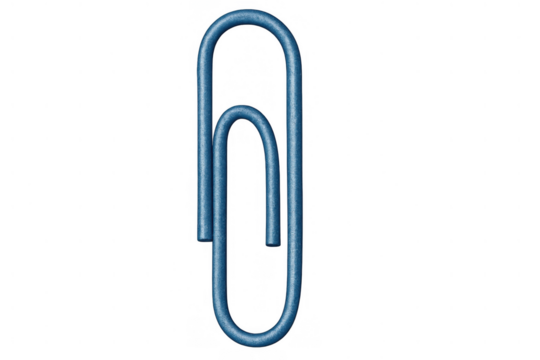 Blue paperclip creating a connection point, securely fastening documents, transparent background