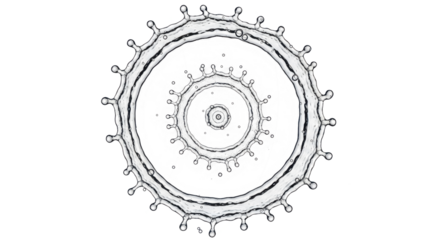 Blue water splash a symmetrical water splash resembling a flower or starburst, isolated on transparent background