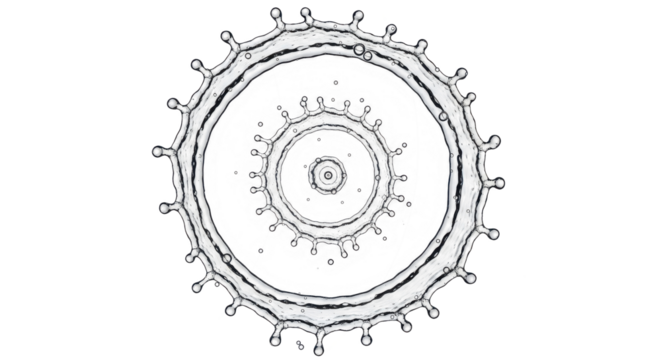 Blue water splash a symmetrical water splash resembling a flower or starburst, isolated on transparent background - Powered by Adobe