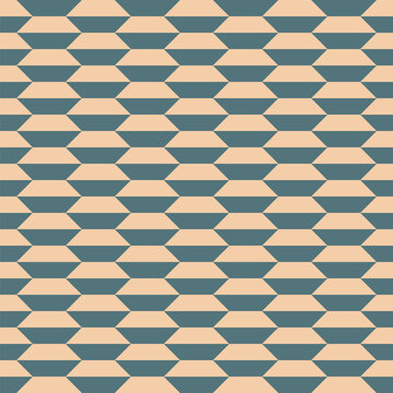 Pattern created from teal blue and beige isosceles trapezoids